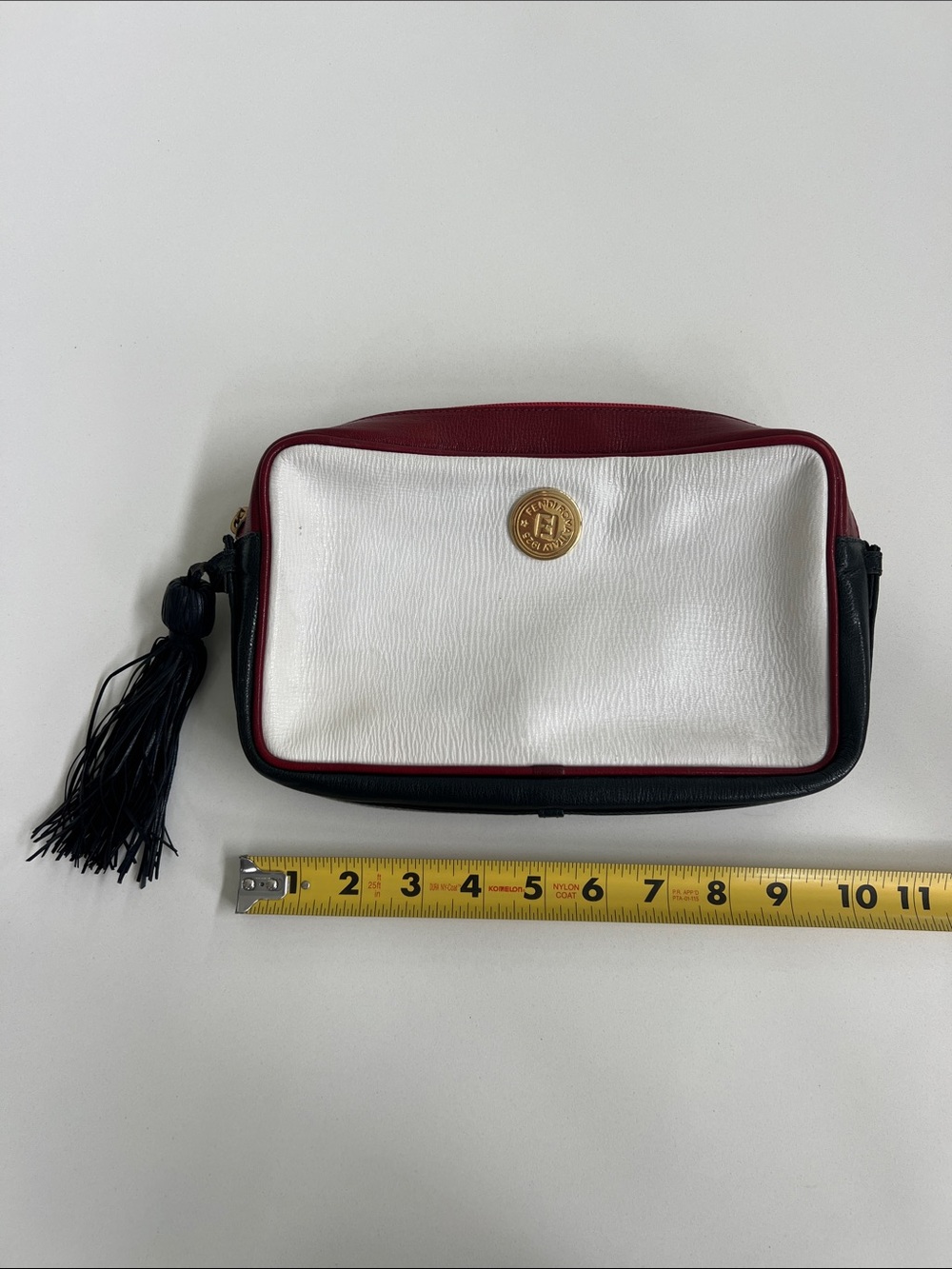 Vintage FENDI Roma 1925 colorblock red white and navy blue camera bag NO strap - Picture 15 of 16